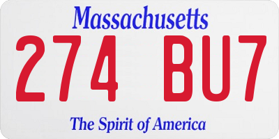 MA license plate 274BU7