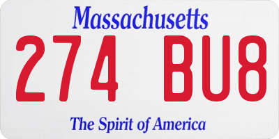 MA license plate 274BU8