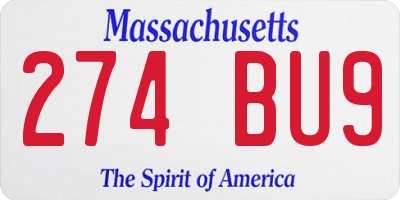 MA license plate 274BU9