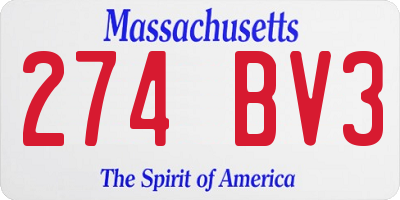 MA license plate 274BV3