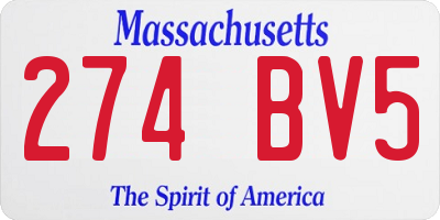 MA license plate 274BV5