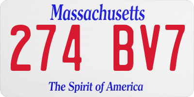 MA license plate 274BV7