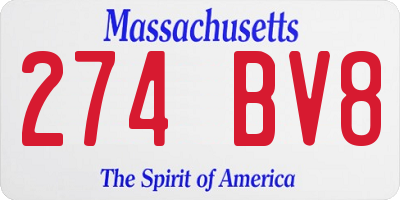 MA license plate 274BV8