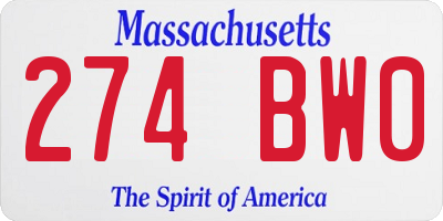 MA license plate 274BW0