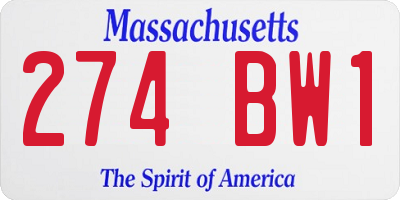 MA license plate 274BW1