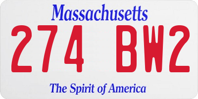 MA license plate 274BW2