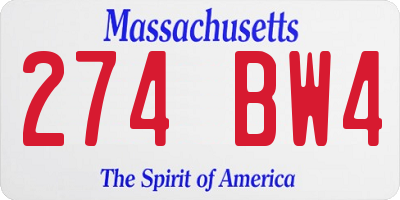 MA license plate 274BW4