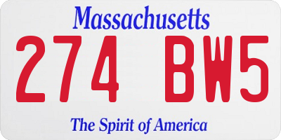 MA license plate 274BW5