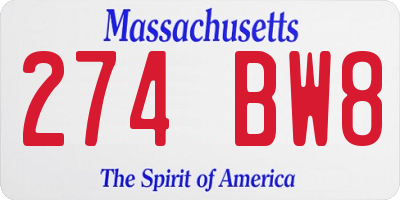 MA license plate 274BW8