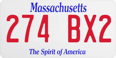 MA license plate 274BX2