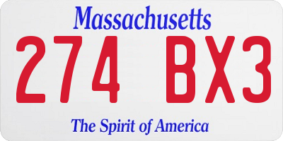 MA license plate 274BX3