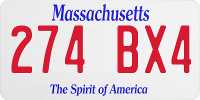 MA license plate 274BX4