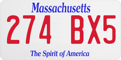 MA license plate 274BX5