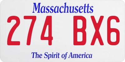 MA license plate 274BX6