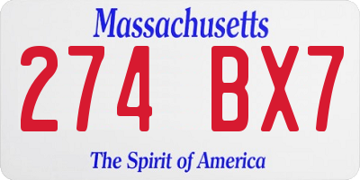 MA license plate 274BX7