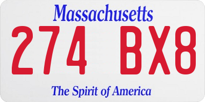 MA license plate 274BX8