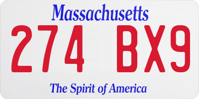 MA license plate 274BX9