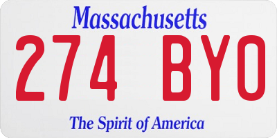 MA license plate 274BY0