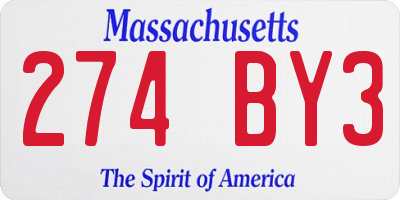 MA license plate 274BY3