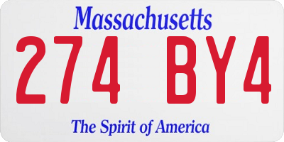 MA license plate 274BY4