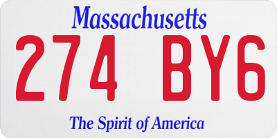 MA license plate 274BY6