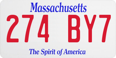 MA license plate 274BY7