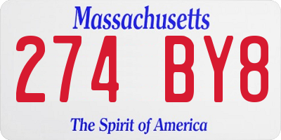 MA license plate 274BY8