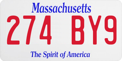 MA license plate 274BY9