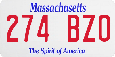 MA license plate 274BZ0