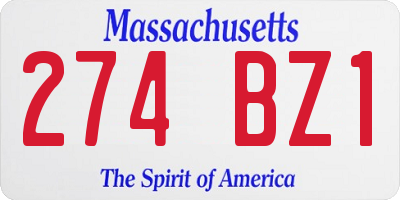 MA license plate 274BZ1