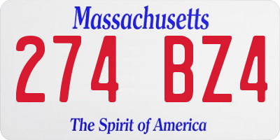 MA license plate 274BZ4
