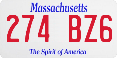 MA license plate 274BZ6