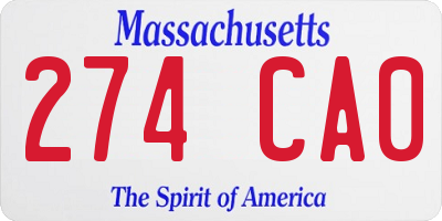 MA license plate 274CA0