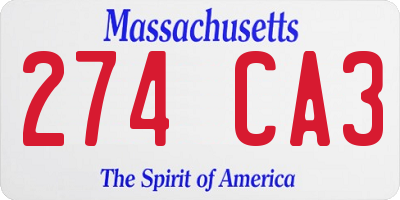 MA license plate 274CA3