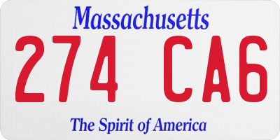 MA license plate 274CA6