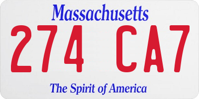 MA license plate 274CA7