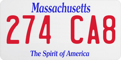 MA license plate 274CA8