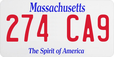 MA license plate 274CA9