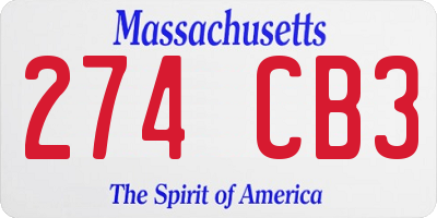MA license plate 274CB3