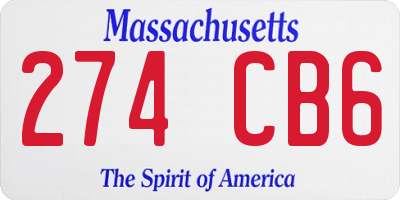 MA license plate 274CB6