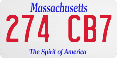 MA license plate 274CB7