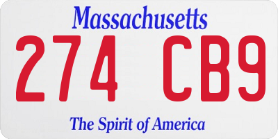 MA license plate 274CB9