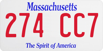 MA license plate 274CC7