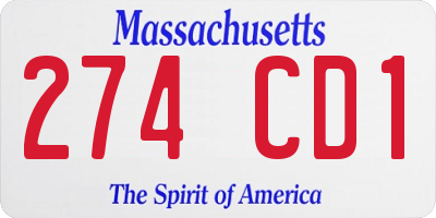 MA license plate 274CD1