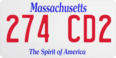 MA license plate 274CD2
