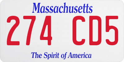MA license plate 274CD5