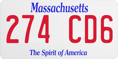 MA license plate 274CD6