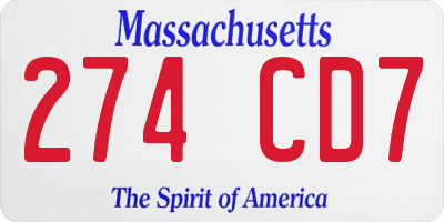 MA license plate 274CD7