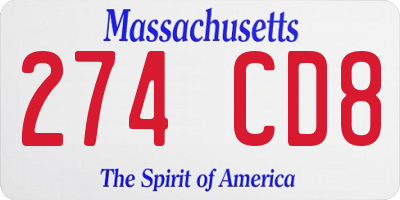 MA license plate 274CD8