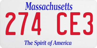 MA license plate 274CE3